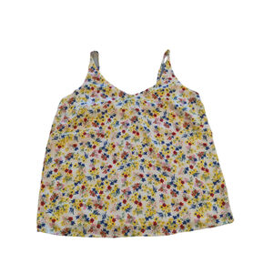 Women's Banana Republic Floral Tank Top M White Yellow Adj Straps